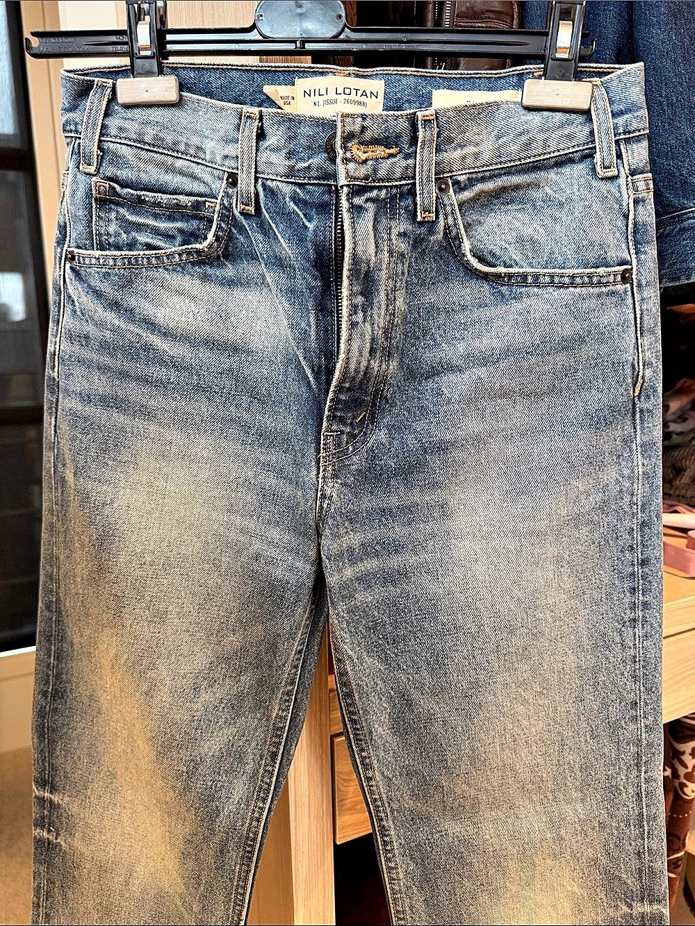 Nili Lotan Mitchell Jean Straight Leg Jeans Blue Waist 24